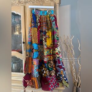 Grass Fields Cotton Colorful Patchwork Maxi Skirt